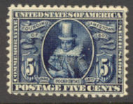 330 5c Jamestown Pocahontas, blue, F-VF Mint NH 330nh