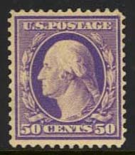 341 50c Washington  violet, Perf 12, DL Wmk, Mint NH AVG-F 341nhavg