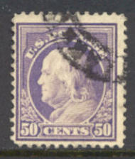 421 50c Franklin, violet, Perf 12, SL Wmk, AVG Used 421usedavg