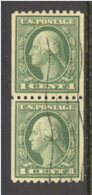 486 1c Washington, green,  Rotary Coil, F-VF Used Coil Pair 486upr