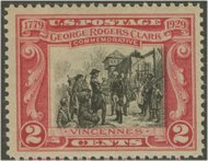 651 2c George Rogers Clark F-VF Mint, hinged 651og