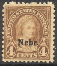 673 4c M. Washington Nebraska Overprint AVG Mint Hinged 673ogavg