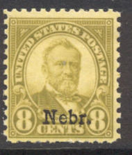 677 8c U.S.Grant Nebraska Overprint AVG Mint Hinged 677ogavg