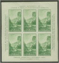 751 1c Yosemite Souvenir Sheet F-VF Mint NH 751nh