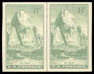 763 8c Zion Park Imperforate Horizontal Pair Vertical Line 763hpvg