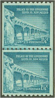 1054A 1 1/4c Governor Palace Coil F-VF Mint NH Line Pair 1054alp
