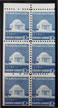 1510d 10c Jefferson Memorial, Booklet Pane of 6 Used 1510dused