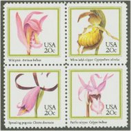 2076-9 20c Orchids 4 Singles F-VF Mint NH 2076pb