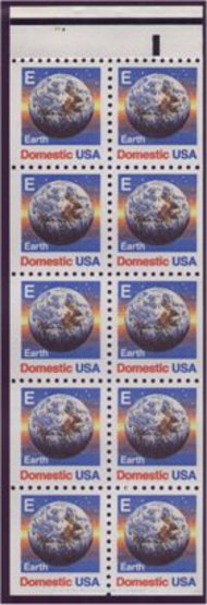 2282a (25c) E' stamp Booklet Pane of 10 F-VF Mint NH 2282abkl