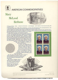 2137 22c Mary McLeod Bethune USPS Cat. 238 Commemorative Panel cp238