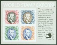 2433 90c World Stamp Expo Souvenir Sheet F-VF Mint NH 2433nh
