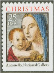2514b 25c Christmas,Madonna, booklet Single F-VF Mint NH 2514v