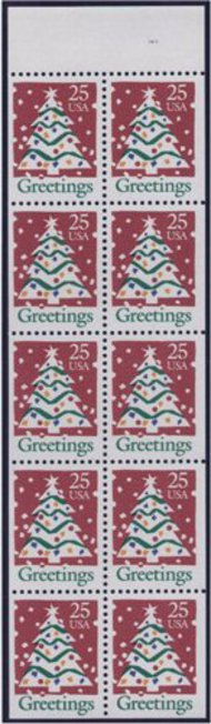 2516a 25c Christmas Tree Booklet Pane F-VF Mint NH 2516a