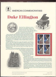 2211 22c Duke Ellington USPS Cat. 262 Commemorative Panel cp262