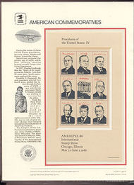 2216-19 22c President Sheets USPS Cat. 263-6  Commemorative Panels cp266