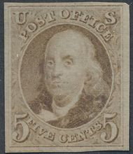  3 5c Franklin, brown, Reproduction VF Unused No Gum As Issued 3vfng