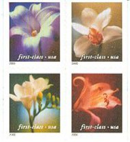 3458-61 34c) Four Flowers, Self Adhesive Perf 11.5 x 11.75 F-VF 3458-61nh