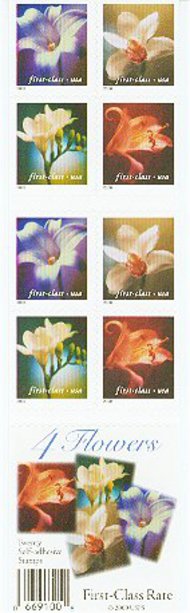 3461a_2 34c) Four Flowers, Perf 11.5 x 11.75 Double Sided Booklet of 20  3461_a2