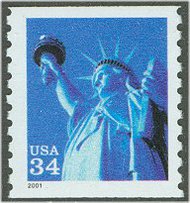3476 34c Statue of Liberty WA Plate Number Coil Strip of 3 3476pnc