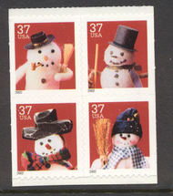 3688-91 37c Snowmen Set of 4 Used Singles 3688-91usg