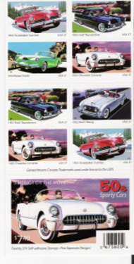 3935a 37c Sporty Cars of the 50's Double Sided Booklet 3935a