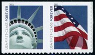 4559-60 Forever Lady Liberty   Flag Attached Pair  Mint N 4559-60pr