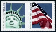 4561-2 Forever Lady Liberty  Flag SSP Mint NH Attached Pair  4561-2pr