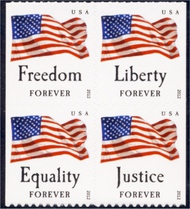 4673-6 Forever Four Flags, from Convertible Book of 10 Set of 4 Used  4673-6usg