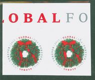 4814i Global Forever Christmas Wreath Imperf Horizontal Pair 4814ihp