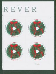 4814 Global Forever Christmas Wreath Plate BLock of 4 4814pb