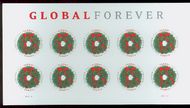 4814 Global Forever Christmas Wreath Mint Sheet of 10 4814sh
