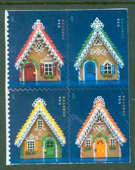 4817-20 Forever Gingerbread Houses Mint Block of 4 4817-20nh