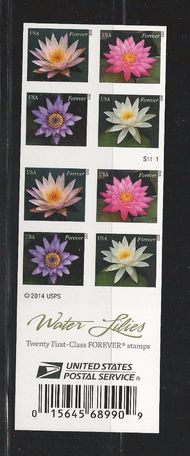 4967bi Forever Water Lilies Mint Imperf Booklet of 20 4967bi