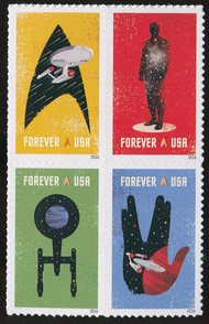 5132-35 Forever Star Trek , Mint Block of Four 5132-5blk