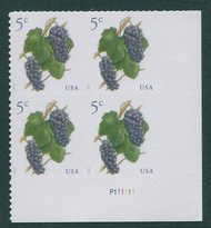 5177 5c Grapes Plate Block of 4 5177pb