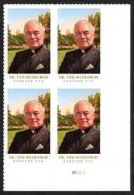 5241 Forever Stamp Father Theodore Hesburgh Plate Block 5241pb