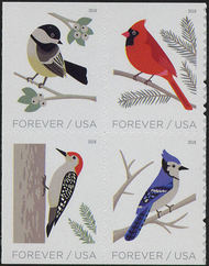 5317-20 Forever Birds in Winter Mint Block of 4 5317-20blk