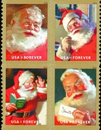 5332-5335 Forever Coca Cola Santas Mint Block of 4 5332-5blk
