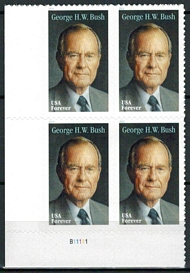 5393 Forever George H.W. Bush Mint Plate Block 5393pb