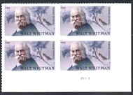 5414 (85c) Walt Whitman Mint Plate Block 5414pb