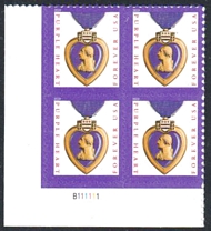 5419 Forever Purple Heart Mint Plate Block 5419pb