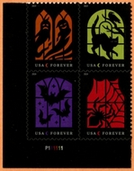 5420-23 Forever Spooky Silhouttes Mint Plate Block of 4 5420-3pb