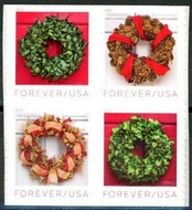 5424-27 Forever Holiday Wreaths Mint Block of 4 5424-7nh