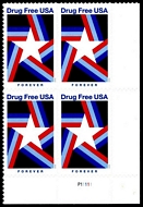 5542 Forever Drug Free USA Mint Plate Block of 4 5542pb