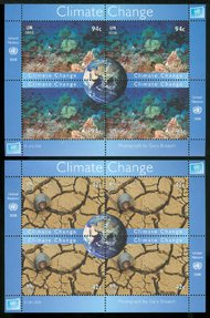 UNNY 968-69 42c, 94c Climate Change 2 Minisheets of 4 UNNY968-69sh