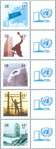 UNNY 982-86 44c UN Headquarters Strip of 5 ny982-6nhstr5