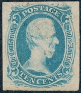 Confederate States of America #9 Ten Cents Blue  Used Minor Defects CSA009_usedmd