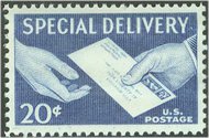 E20 20c Special Delivery letter  Hands F-VF NH Plate Block of 4 e20pb