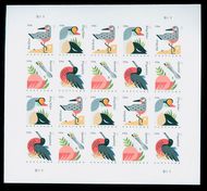 4991-94i (35c) Coastal Birds, Mint Imperf Sheet of 20 4991-4ish