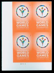 4986 Forever Special Olympics Games Mint Plate Block of 4 4986pb